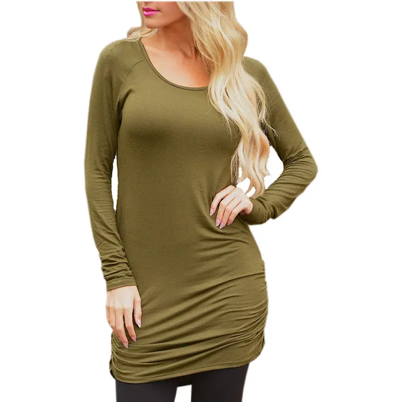 Sexy Casual Women Dress Irregular Long Sleeve Scoop Collar Dress Solid Casual Bodycon Dress Vestidos Plus Size Gv431 12