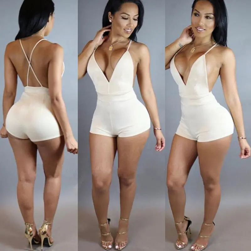 Sexy Combinaison Femme Deep V Backless Rompers Womens Jumpsuit Suede Club Party Romper Bodysuit Women Slim Bodycon Jumpsuit 6