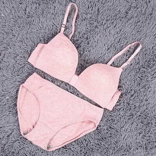Sexy Comfortable Light Cute Bow Padded Wireless Cups Bra And Underpants 1