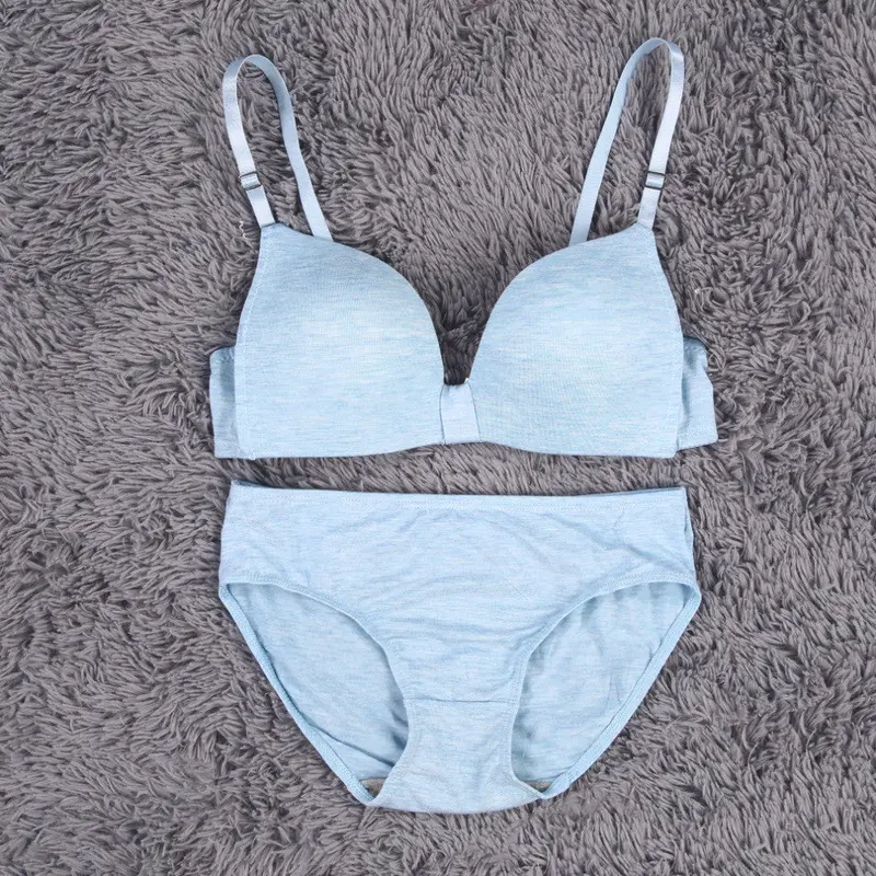 Sexy Comfortable Light Cute Bow Padded Wireless Cups Bra And Underpants 11