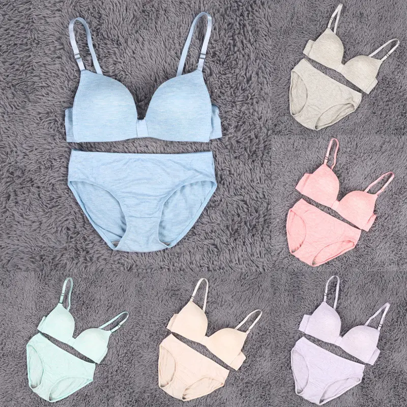 Sexy Comfortable Light Cute Bow Padded Wireless Cups Bra And Underpants 12