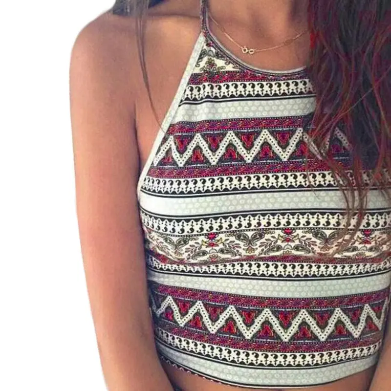 Sexy Crop Top Women Boho Tank Tops Bustier Crop Shirt Blouse Cami Plus Size Sxl Geometric Print Tees Vest Best Selling 1