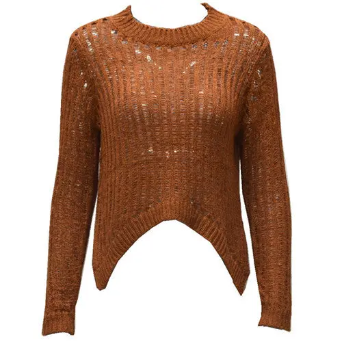 Sexy Cropped Knit Sweater Women Long Sleeve Pullovers And Sweaters Irregular Hem Pull Femme Knitwear Tops 1