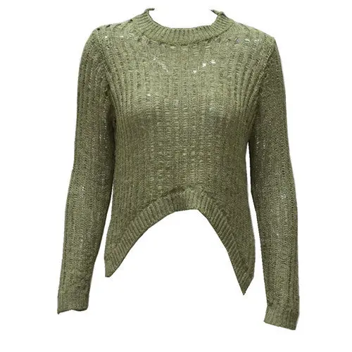 Sexy Cropped Knit Sweater Women Long Sleeve Pullovers And Sweaters Irregular Hem Pull Femme Knitwear Tops 2