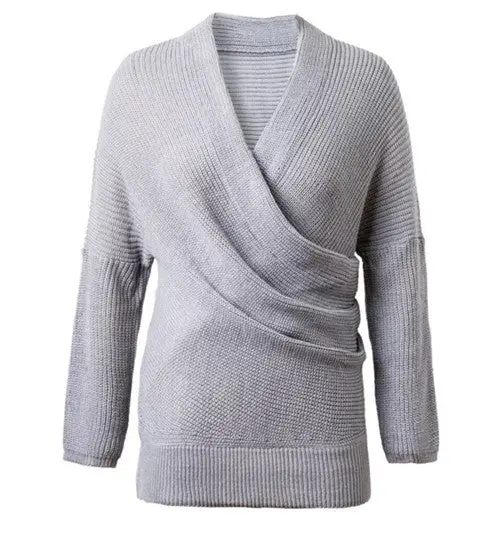 Sexy Cross V Neck Off Shoulder Sweater Women Irregular Long Sleeve Jumper Pullovers Kleding Jerseis Femme Knitwear 1