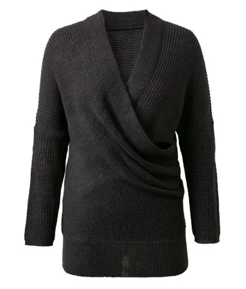 Sexy Cross V Neck Off Shoulder Sweater Women Irregular Long Sleeve Jumper Pullovers Kleding Jerseis Femme Knitwear 2
