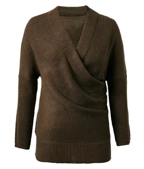 Sexy Cross V Neck Off Shoulder Sweater Women Irregular Long Sleeve Jumper Pullovers Kleding Jerseis Femme Knitwear 4