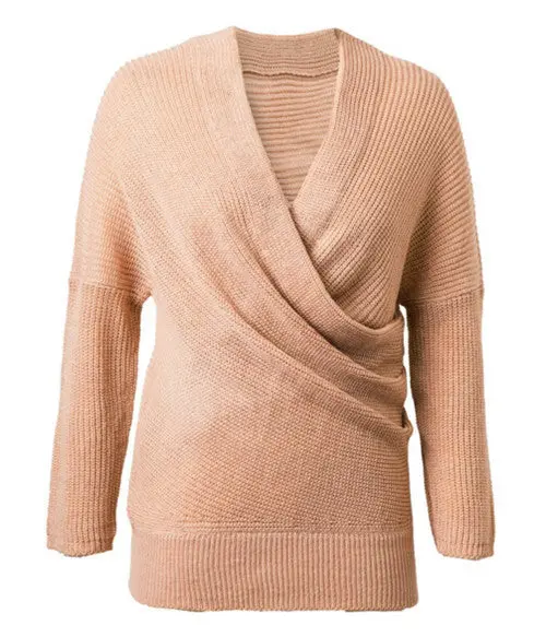 Sexy Cross V Neck Off Shoulder Sweater Women Irregular Long Sleeve Jumper Pullovers Kleding Jerseis Femme Knitwear 5