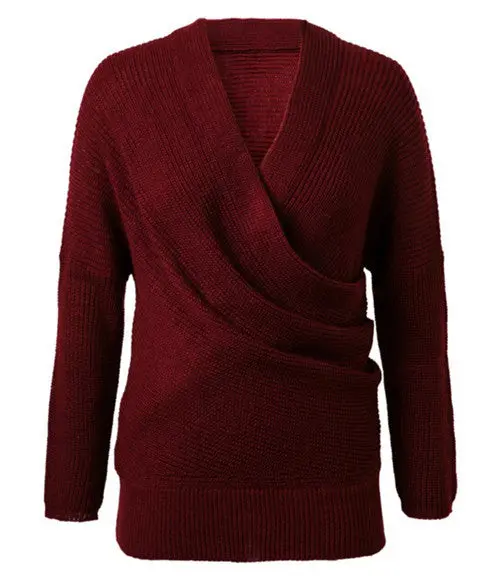Sexy Cross V Neck Off Shoulder Sweater Women Irregular Long Sleeve Jumper Pullovers Kleding Jerseis Femme Knitwear 6