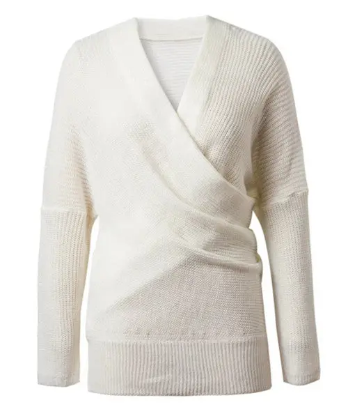 Sexy Cross V Neck Off Shoulder Sweater Women Irregular Long Sleeve Jumper Pullovers Kleding Jerseis Femme Knitwear 7