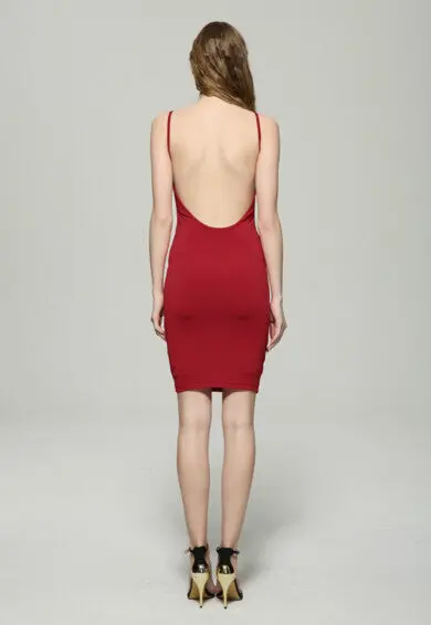 Sexy Deep Backless Spaghetti Strap Stretch Short Dress Women Strappy Dress Vestidos Dresses Robe Elbise Jurken 4