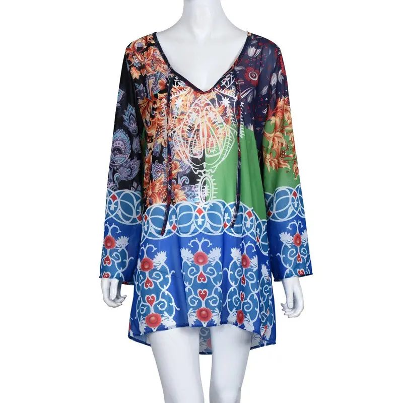 Sexy Dresses For Women Women Chiffon Bathing Robe Sexy Bikini Swimwear Cover Up Beach Dress Print Vestidos 4