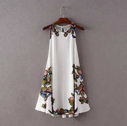 Sexy Floral Print Hollow Out Waist Side Lacing Up Tank Dress Women Shoulderless Sleeveless Dresses Femme S M L 1