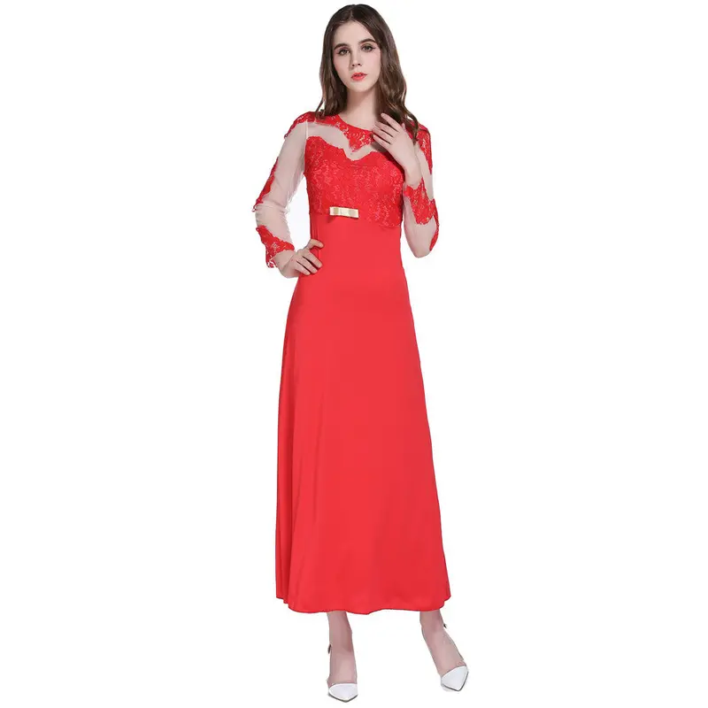 Sexy Formal Long Lace Dress Women Red Long Sleeve Prom Party Dresses Vestido De Festa Feida 1