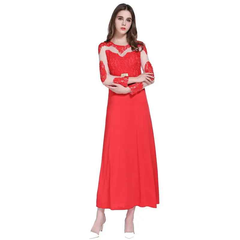 Sexy Formal Long Lace Dress Women Red Long Sleeve Prom Party Dresses Vestido De Festa Feida 4