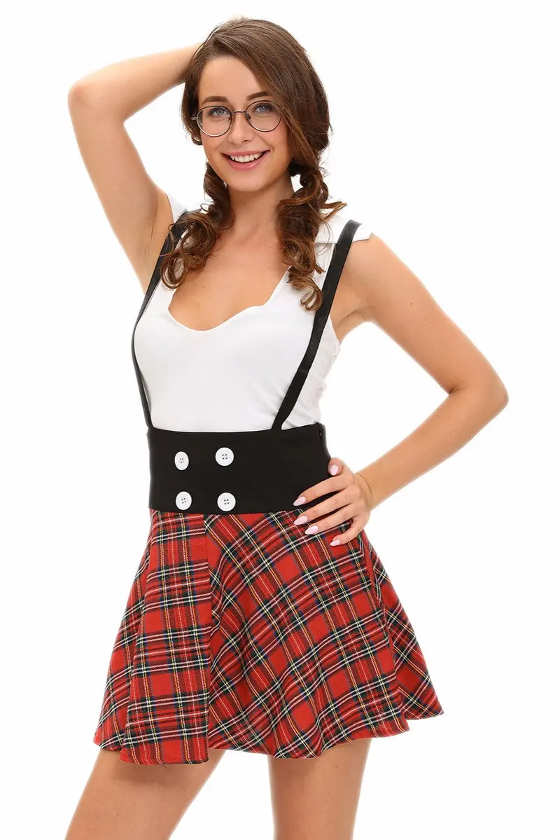 Sexy Halloween Costumes For School Girl Cute Two Piece Sleeveless Tank Top And Suspending Mini Skirt 3