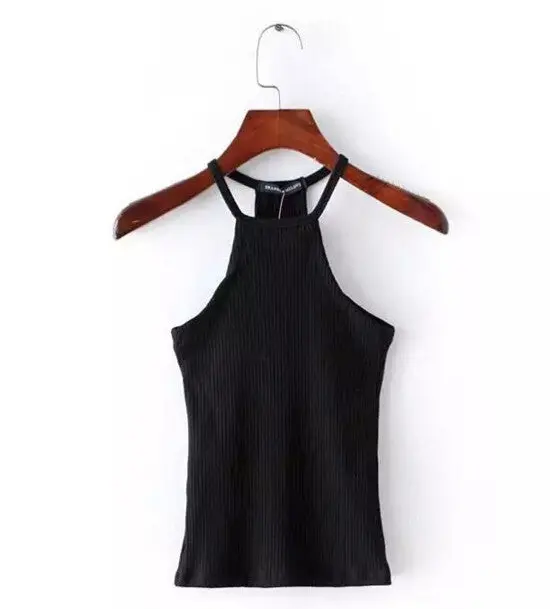 Sexy Halter Tight Slim Fit Camis Brandy Melville Crop Top Camisetas Tank Vest Striped Line Halter Straps Tee 6 Colors 1