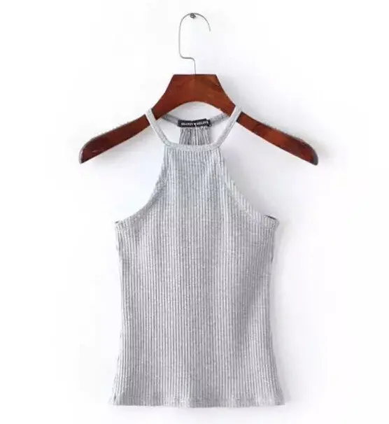 Sexy Halter Tight Slim Fit Camis Brandy Melville Crop Top Camisetas Tank Vest Striped Line Halter Straps Tee 6 Colors 2