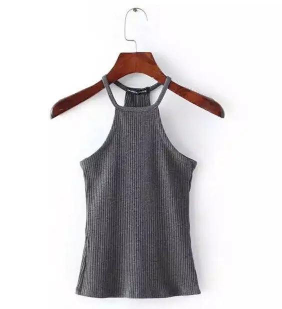 Sexy Halter Tight Slim Fit Camis Brandy Melville Crop Top Camisetas Tank Vest Striped Line Halter Straps Tee 6 Colors 3