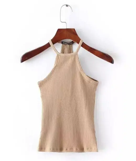 Sexy Halter Tight Slim Fit Camis Brandy Melville Crop Top Camisetas Tank Vest Striped Line Halter Straps Tee 6 Colors 4