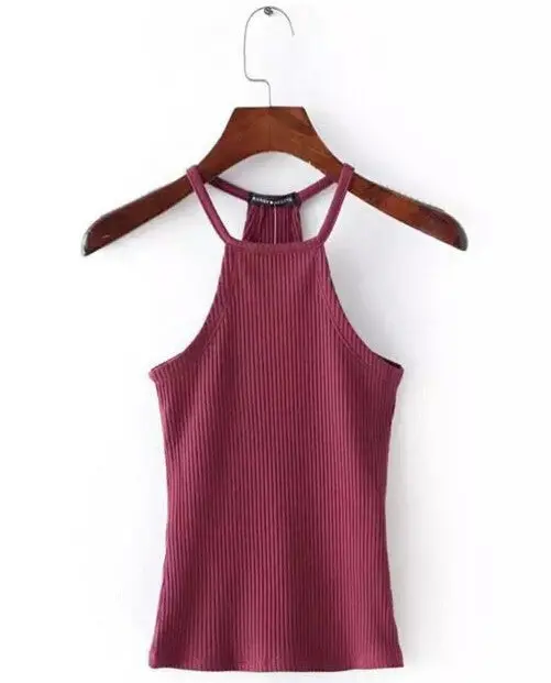 Sexy Halter Tight Slim Fit Camis Brandy Melville Crop Top Camisetas Tank Vest Striped Line Halter Straps Tee 6 Colors 5