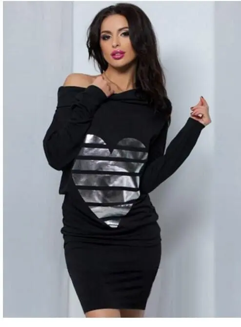 Sexy Heart Print Loose Casual Mini Bodycon Dresses Warm Women Long Sleeve Dress Off Shoulder Sexy Dress Vestidos Gv327 1