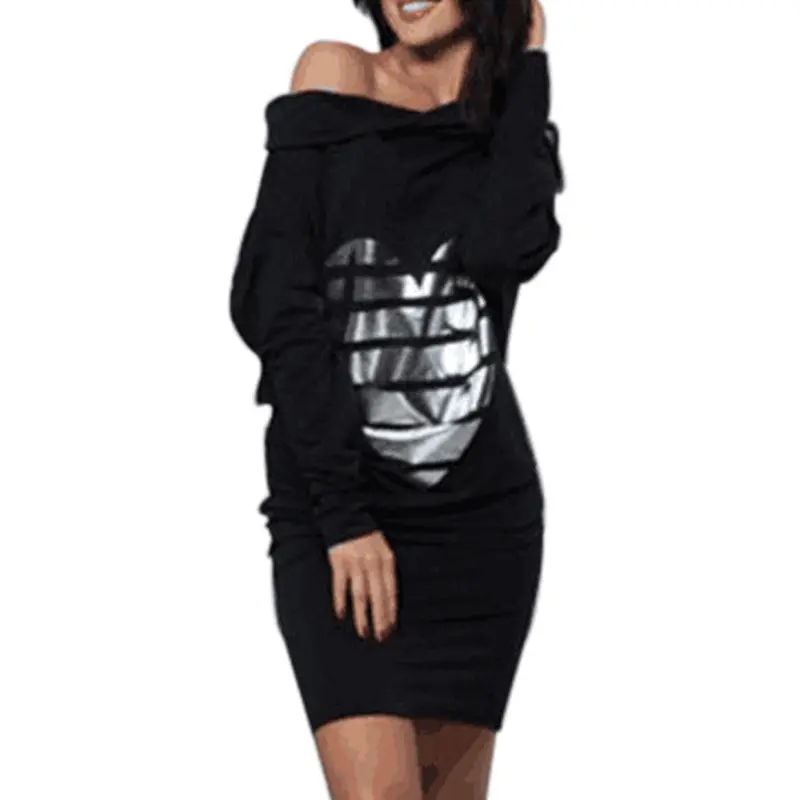 Sexy Heart Print Loose Casual Mini Bodycon Dresses Warm Women Long Sleeve Dress Off Shoulder Sexy Dress Vestidos Gv327 6