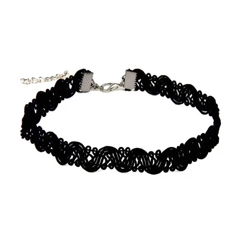 Sexy Hollow Out Lace Black Choker Necklace Short Punk Vintage Necklace With Chain Chic Daisy Flower Necklace Feida 1