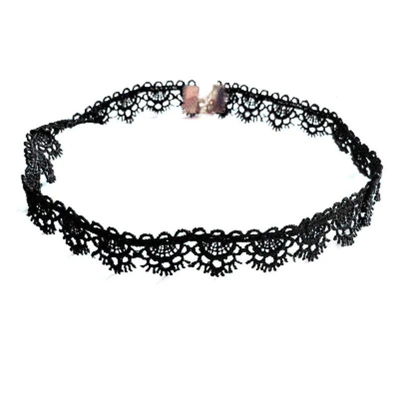 Sexy Hollow Out Lace Black Choker Women Personalized Chic Side Flower Punk Vintage Necklace Chokers 2