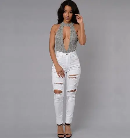 Sexy Jumpsuit Bodycon Bodysuit V-Neck Sleeveless Hollow Out Romper Womens Jumpsuit Solid Shorts Combinaison Femme M0126 1