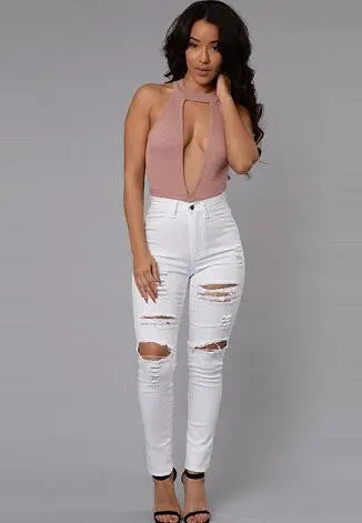 Sexy Jumpsuit Bodycon Bodysuit V-Neck Sleeveless Hollow Out Romper Womens Jumpsuit Solid Shorts Combinaison Femme M0126 4