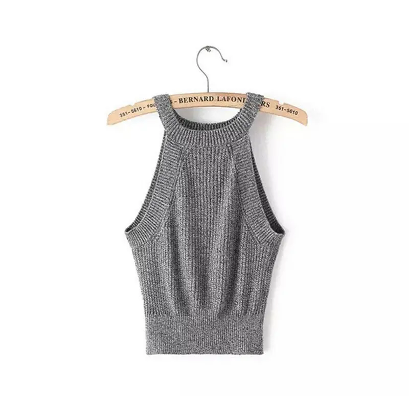 Sexy Knitted Bustier Crop Top Halter Women's Aa Brandy Melville Adventure Time Feminino Camisetas Camis Tops 6 Color 1