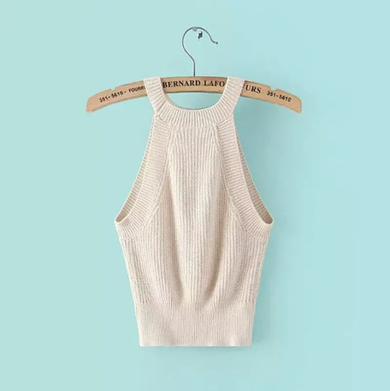 Sexy Knitted Bustier Crop Top Halter Women's Aa Brandy Melville Adventure Time Feminino Camisetas Camis Tops 6 Color 11