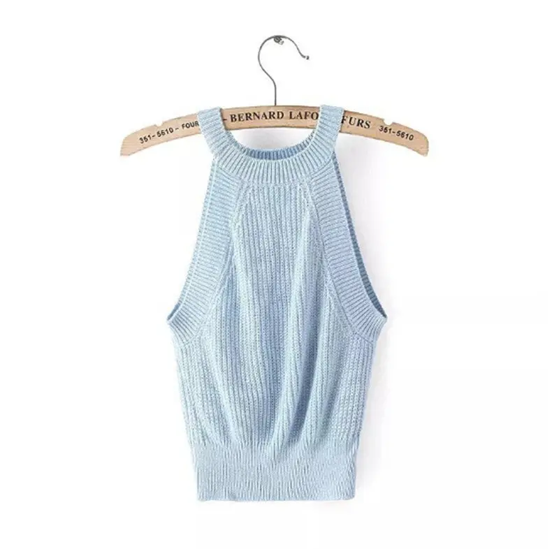 Sexy Knitted Bustier Crop Top Halter Women's Aa Brandy Melville Adventure Time Feminino Camisetas Camis Tops 6 Color 3