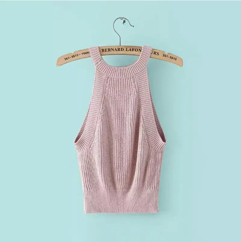 Sexy Knitted Bustier Crop Top Halter Women's Aa Brandy Melville Adventure Time Feminino Camisetas Camis Tops 6 Color 5