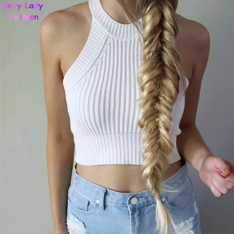 Sexy Knitted Bustier Crop Top Halter Women's Aa Brandy Melville Adventure Time Feminino Camisetas Camis Tops 6 Color 7