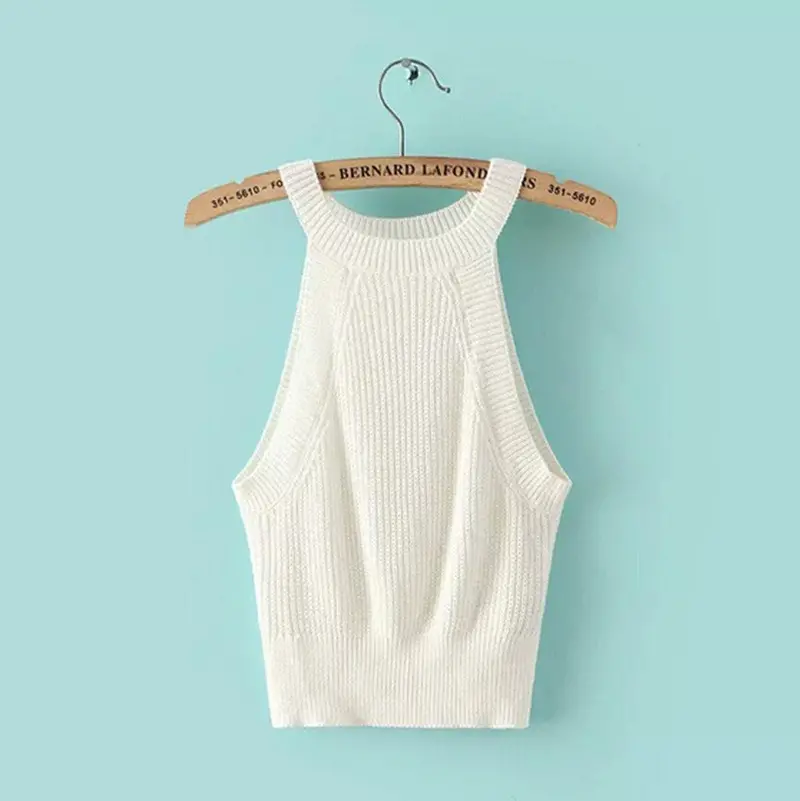 Sexy Knitted Bustier Crop Top Halter Women's Aa Brandy Melville Adventure Time Feminino Camisetas Camis Tops 6 Color 9