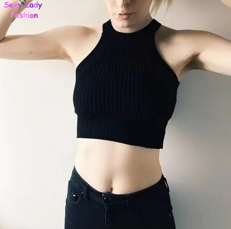 Sexy Knitted Bustier Crop Top Halter Women's Aa Brandy Melville Adventure Time Feminino Camisetas Camis Tops 6 Color 9