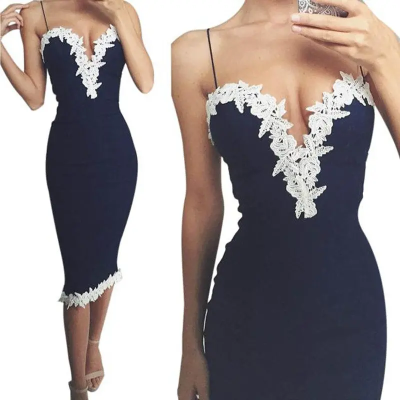 Sexy Lace Dresses For Women Bodycon V Neck Floral Lace Party Night Club Dress Ladies Vestido De Festa Clubwear 1