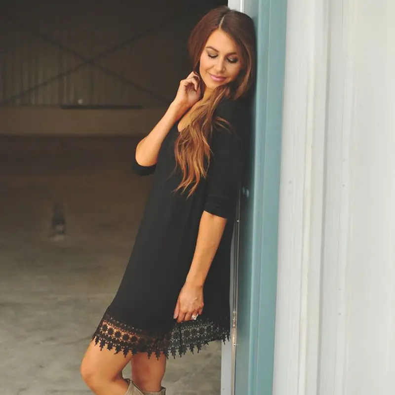 Sexy Lace Splice Long Sleeve Women Dresses Clothing Dames Jurken Vetement S Vestidos Femininos 1