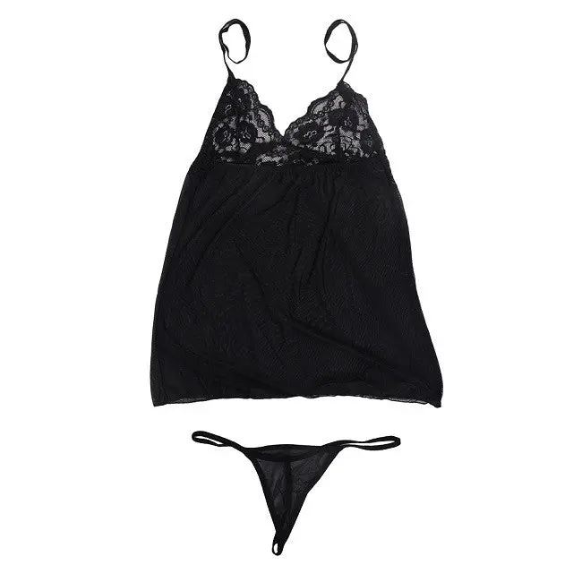 Sexy Lacelingerie Nightwear Dress Babydoll G-String Sleepwear 1