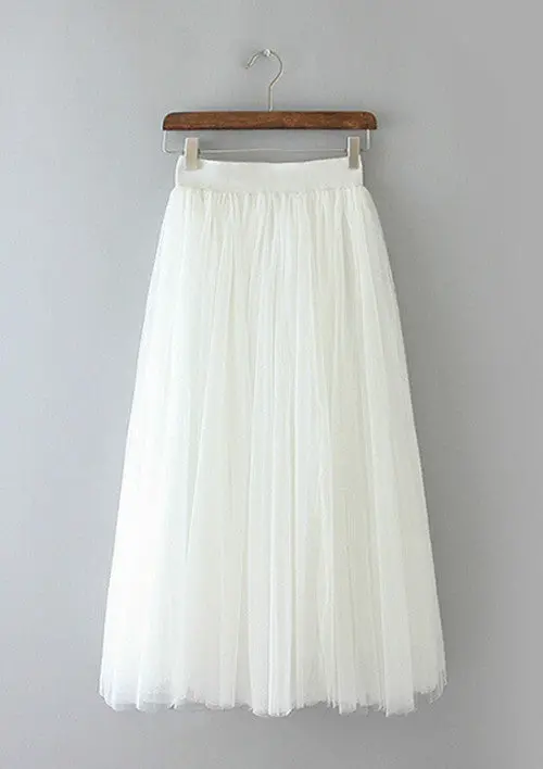 Sexy Lady Women's Vintage Princess Hepburn Mesh Lace Swing Skirt Elastic High Waist A-Line Pleated Midi Ball Gown Skirt 3
