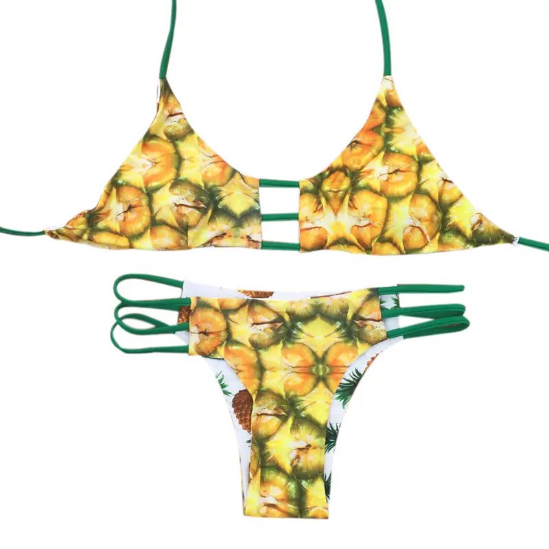 Sexy Lingerie Set Women Bikini Set Pineapple Swimsuit Backless Bikini Brazilian Swimwear Feida 6