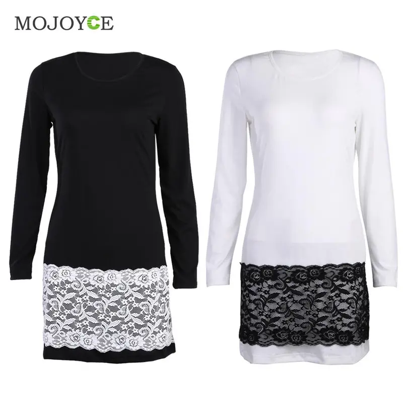 Sexy Long Sleeve Lace Mini Women Dress Vestidos Party Bodycon Dress Black/White O Neck Dress Vestido De Festa 4