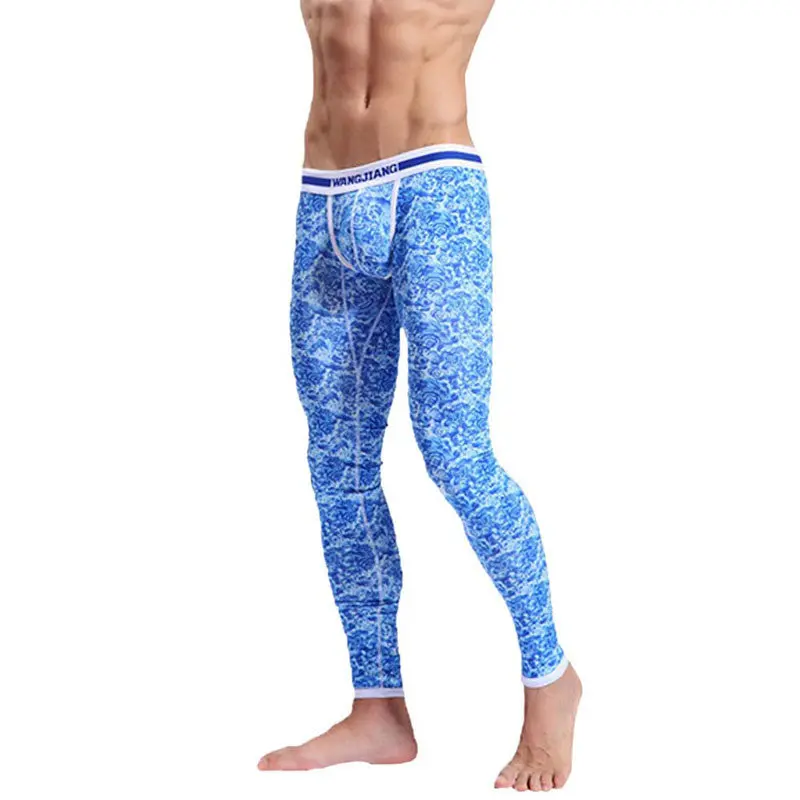 Sexy Men's Long Johns Pants Colorful Print Thermal Bottom Cottonwarm Leggings Underwear Free S Hipping1stl 1