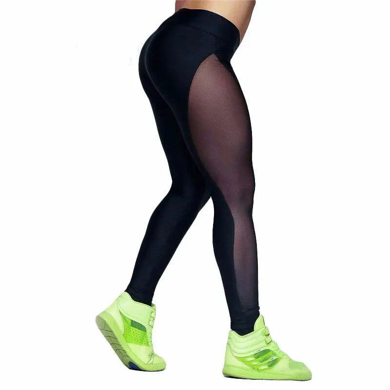 Sexy Mesh Patchwork Skinny Leggings High Elastic Fitness Leggings Women Workout Legins Pants High Waisted Plus Size 1