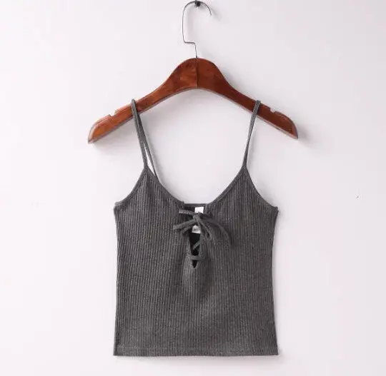 Sexy Metal Eyelets Lacing Up Camis Bralette Bustier Crop Top Camisetas Strappy Bra Tank Vest Elastic Straps Tee 6 Color 5