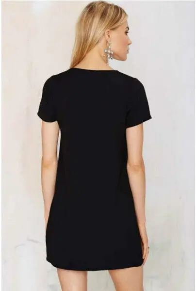 Sexy Metal Eyelets Panelled Lace Up Dress Woman V Neck Short Sleeve Shift Dresses Black Wine Red Army Green 3 Colors 8