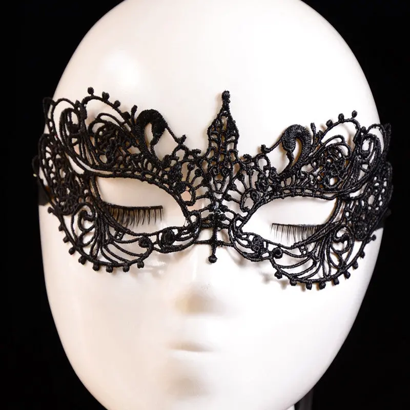 Sexy Mysterious Lady Black Mask Lace Floral Eye Masks Venetian Masquerade Fancy Party Ball Dress Costumes 1