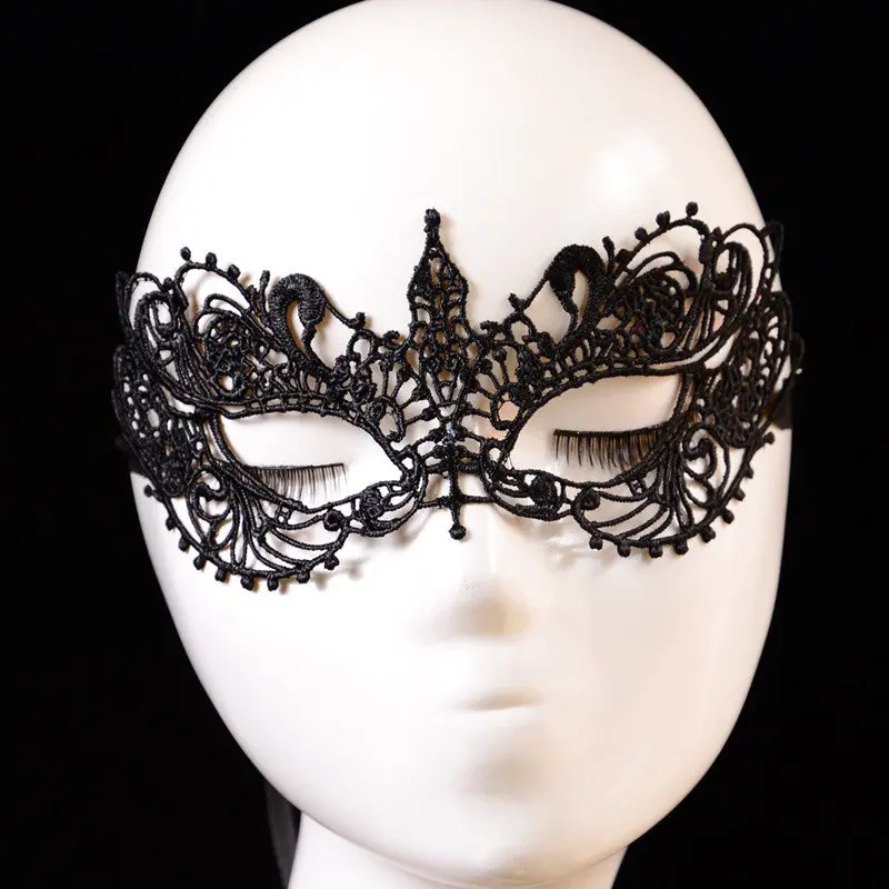 Sexy Mysterious Lady Black Mask Lace Floral Eye Masks Venetian Masquerade Fancy Party Ball Dress Costumes 2